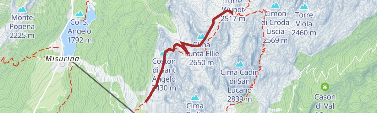 Route map: Via Ferrata: Sentiero Bonacossa